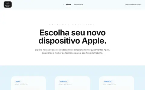 Página inicial de um site para especialista em tecnologia